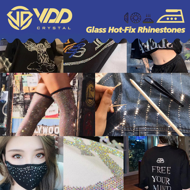VDD SS3-SS50 AAAAA جودة عالية السوبر مشرق الزجاج الكريستال الإصلاح الراين الأحجار المسطحة لتقوم بها بنفسك مسمار الفن فستان الملابس