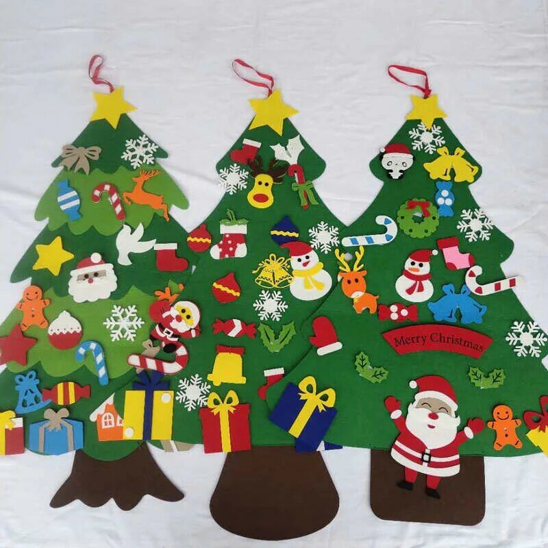 طفل لعبة مونتيسوري 32 قطعة لتقوم بها بنفسك شعرت شجرة عيد الميلاد الصغار مشغول مجلس شجرة عيد الميلاد هدية لصبي فتاة باب الجدار زخرفة الزينة