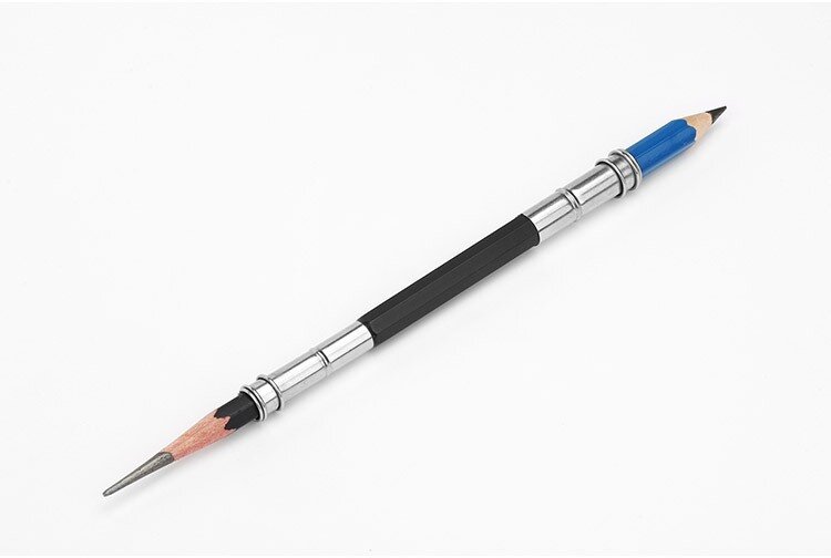 معدن مزدوج نهاية قلم رصاص موسع ، حامل قلم عادي ، مقلمة ، 5 قطعة