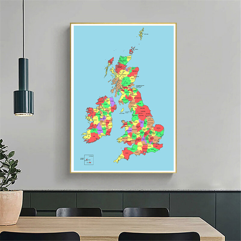 42*59 سنتيمتر خريطة المملكة المتحدة صغيرة الحجم الجدار ملصق فني قماش اللوحة ديكور المنزل اللوازم المدرسية حقيبة هدية للسفر