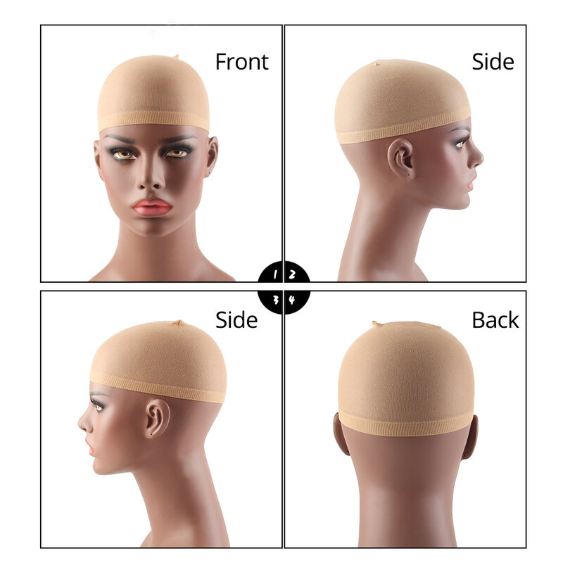 Leeons 4 قطعة أعلى جودة شعر مستعار غطاء مرونة عالية الجورب غطاء تول غير مرئية تمتد مرونة الشعر شبكات بطانة شبكة ارتداء الباروكات