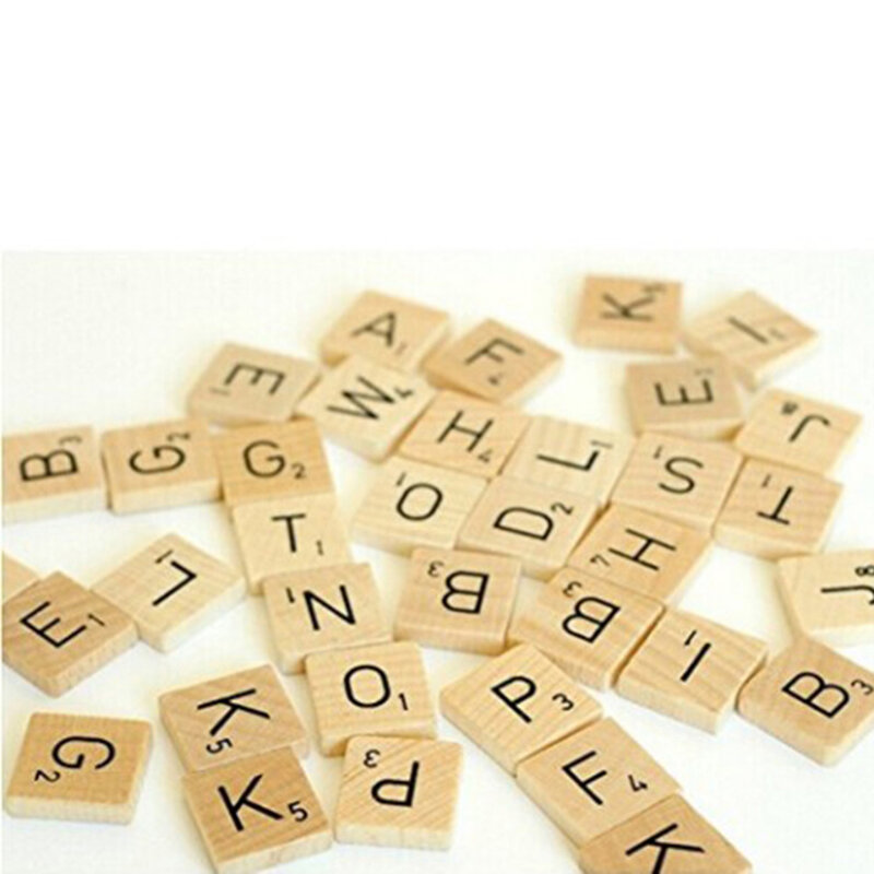 100 قطعة بلاط الأبجدية الخشبية أرقام الحروف السوداء للحرف اليدوية الخشب اللغز الرقمي