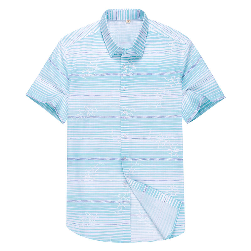2023 نمط جديد الصيف قصيرة الأكمام منقوشة قمصان موضة الرجال الأعمال الرسمي قمصان عادية سليم صالح قمصان حجم كبير 38-44