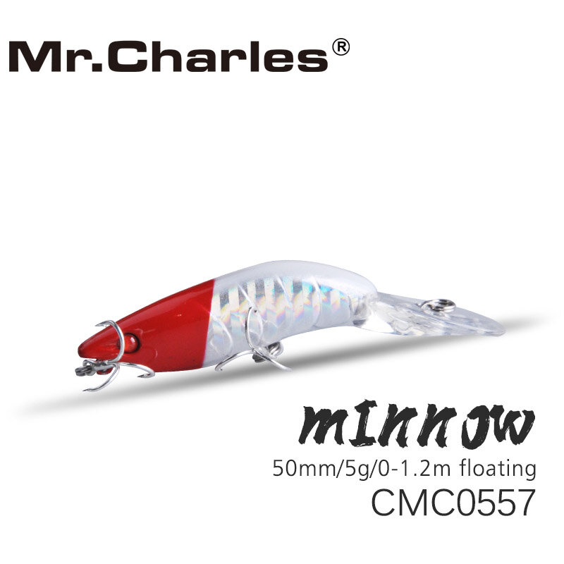 Mr.Charles CMC0557 الصيد السحر 50 مللي متر/5 جرام 0-1.2 متر العائمة الجودة المهنية قلم رصاص الطعم الثابت عيون ثلاثية الأبعاد cranbait