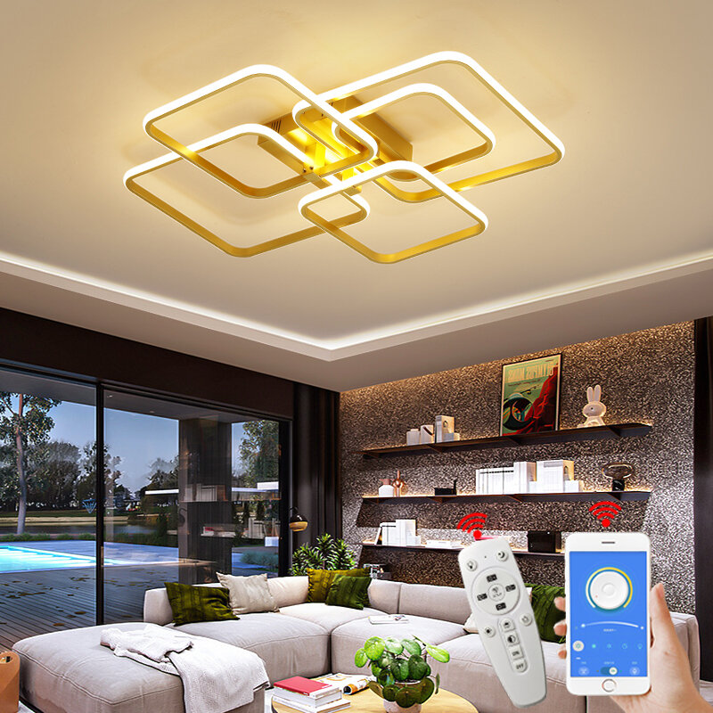 الحديثة Led الثريات لغرفة المعيشة دراسة غرفة نوم أضواء لامبارا تيكو الذهب اللون السقف الثريا تركيبات 90-260V