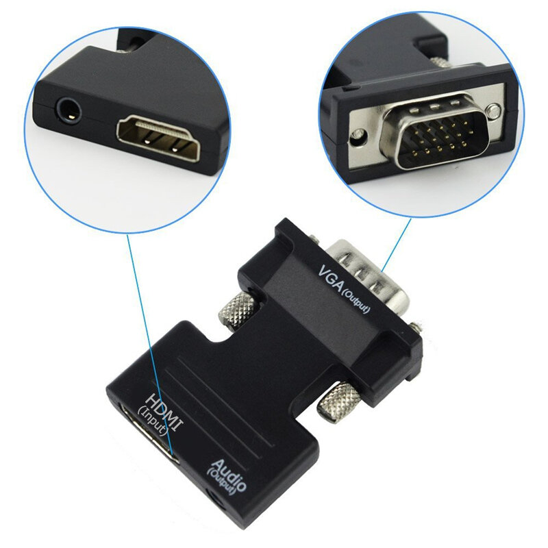 LS HDMI إلى محول VGA محول مع الصوت أنثى إلى ذكر كابلات 720/1080P ل HDTV شاشة عرض تلفزيون صندوق العارض الكمبيوتر المحمول PS4