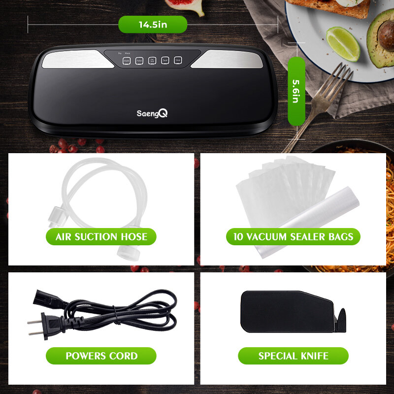 SaengQ أفضل الكهربائية فراغ جهاز غلق أكياس الطعام ماكينة تغليف للمنزل المطبخ حقائب حفظ الأطعمة التجارية فراغ الغذاء الختم