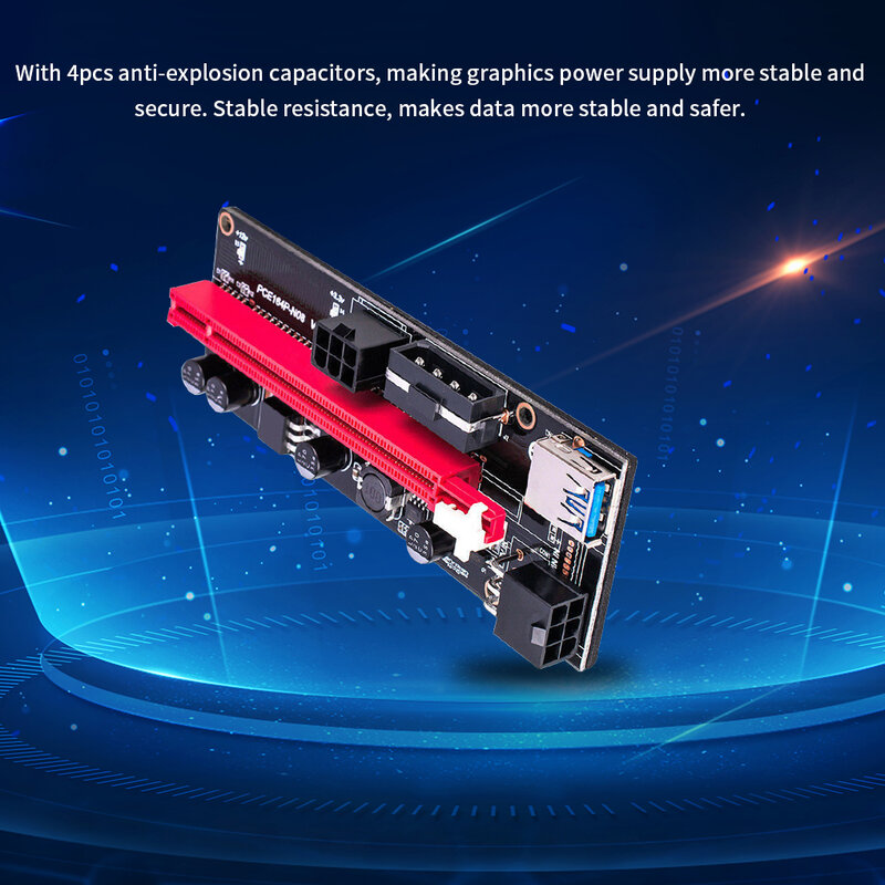 6 قطعة أحدث VER009 USB 3.0 PCI-E Riser VER 009S Express 1X 4x 8x 16x موسع الناهض محول بطاقة SATA 15pin إلى 6 دبوس كابل الطاقة