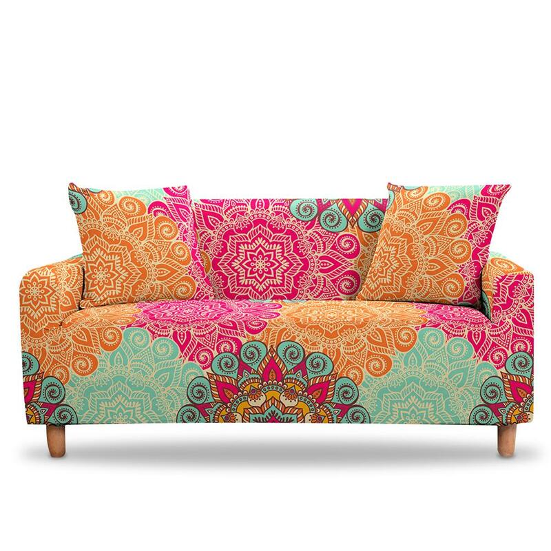 مرونة غطاء أريكة لغرفة المعيشة كرسي يغطي 3 مقاعد تمتد أريكة Bezug يغطي ثلاثية الأبعاد الملونة ماندالا أغطية