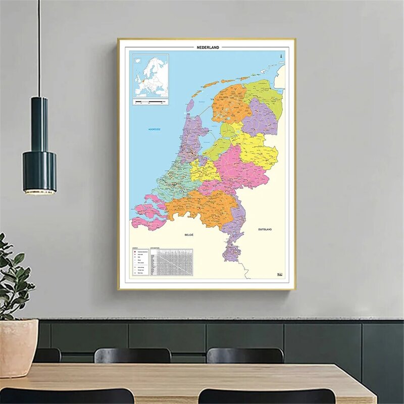 60*90 سنتيمتر هولندا الهولندية خريطة الحديثة الجدار ملصق فني قماش اللوحة غرفة المعيشة ديكور المنزل الأطفال اللوازم المدرسية