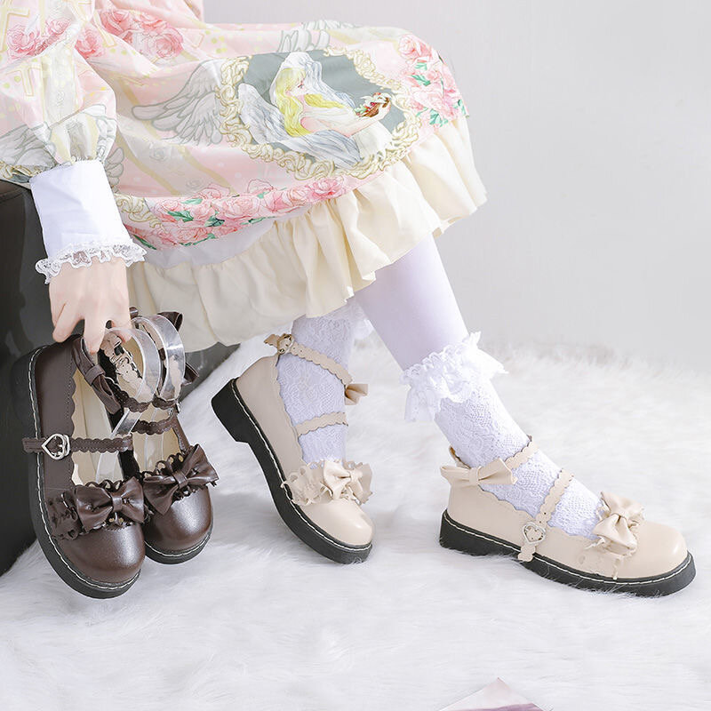 الجنية نمط الأميرة لوليتا أحذية اليابانية Loli تظهر الأحذية الجلدية الصغيرة الشاي أحذية الحفلات موحدة واحدة أحذية النساء