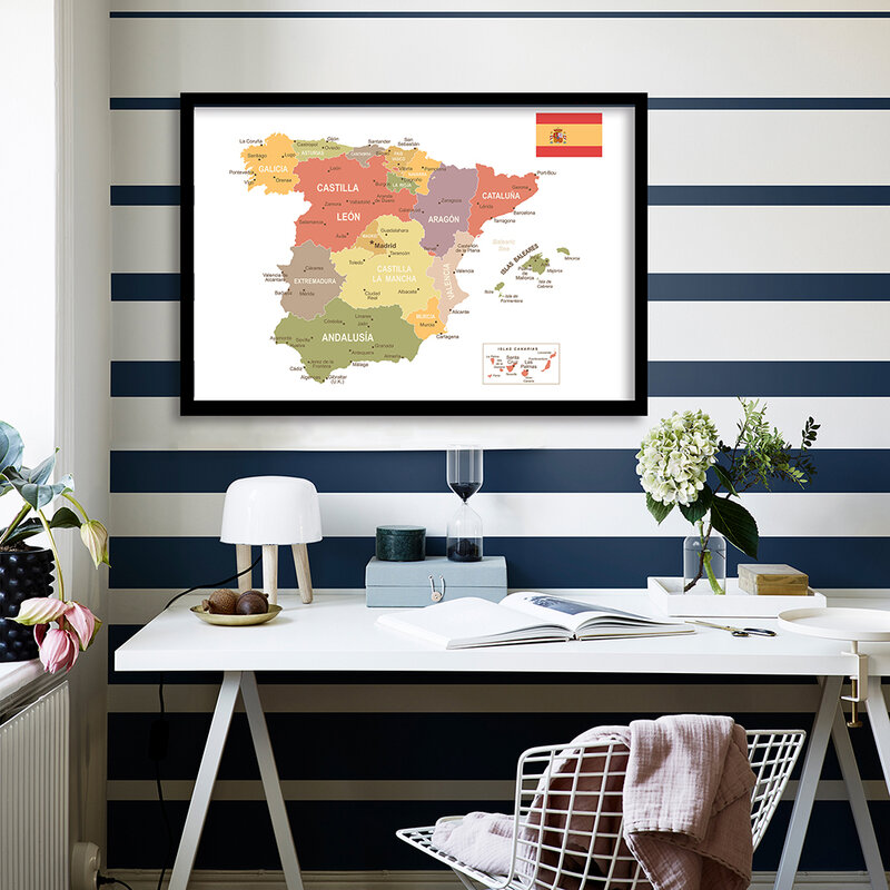 A1 حجم اسبانيا السياسية خريطة الجدار ملصق فني غير رائحة قماش اللوحة الأطفال اللوازم المدرسية غرفة المعيشة ديكور المنزل