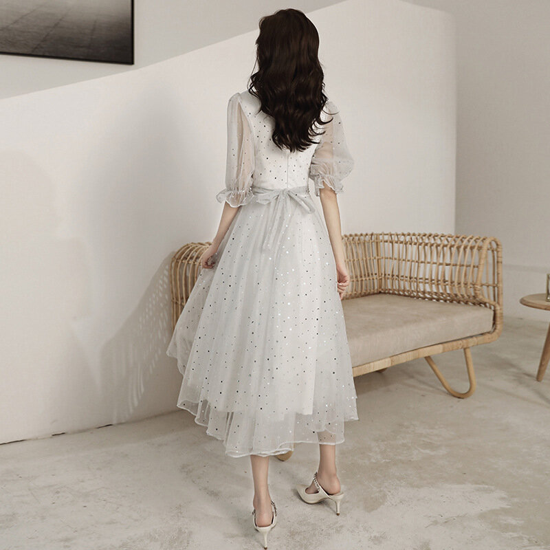 فستان الجنية الصغير ، متوسط الطول ، نحيف ، فستان سهرة ، مزاج جديد ، أبيض ، 2020