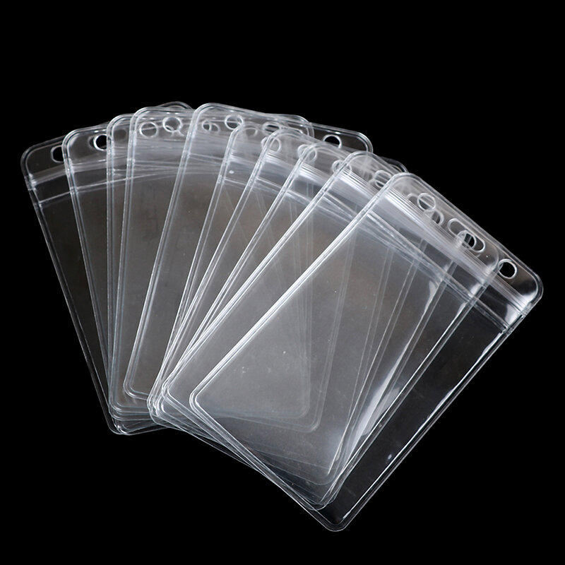 10 قطعة/الوحدة عمودي شفاف الفينيل البلاستيك يمسح بطاقة الهوية حقيبة حافظة شارة حامل اكسسوارات