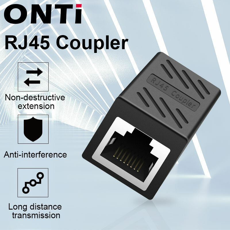 ONTi RJ45 موصل Cat7/6/5e محول إيثرنت 8P8C شبكة موسع تمديد كابل إيثرنت كابل أنثى إلى أنثى
