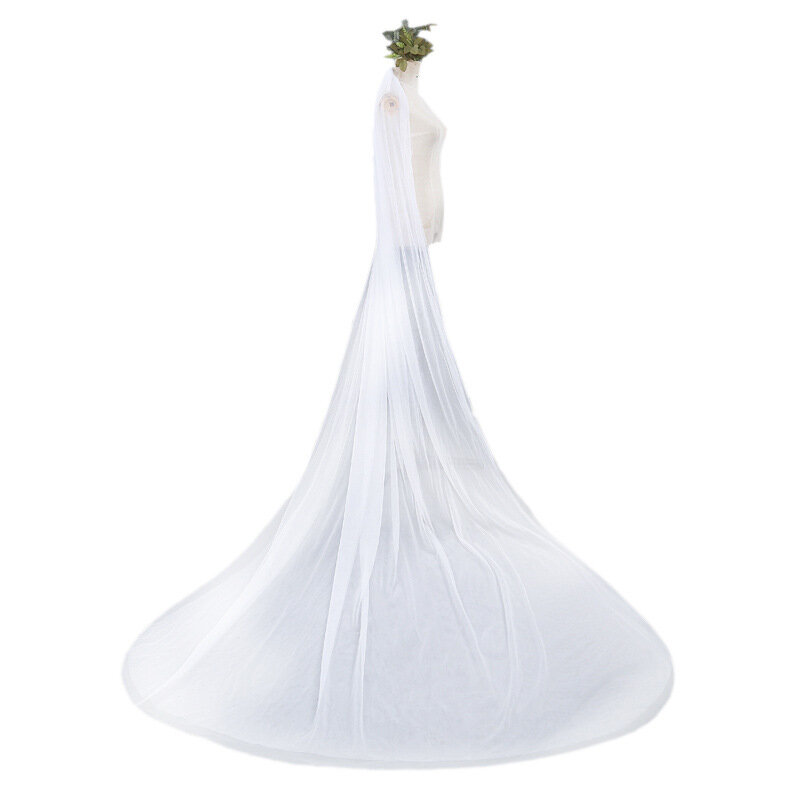 طبقتين رائع طويل قطع حافة مصلى طول الحجاب الزفاف