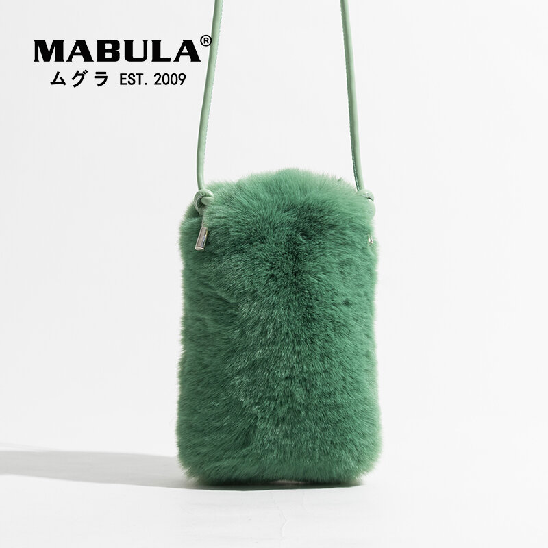 مابولا 2022 بسيطة الشتاء فو الفراء حقيبة كروسبودي للنساء صغيرة بلون هاتف محمول المحافظ حقيبة سفر صغيرة في الهواء الطلق