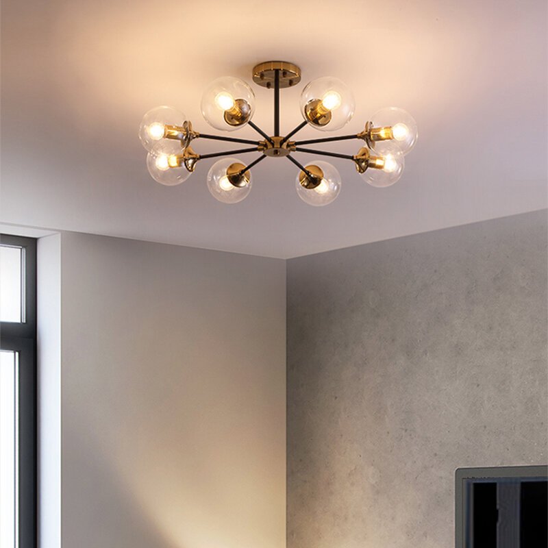 الشمال LED الحديثة E27 شفافة/الدخان رمادي الزجاج لمبة ضوء السقف للمطبخ غرفة المعيشة الطعام غرفة نوم ضوء السقف