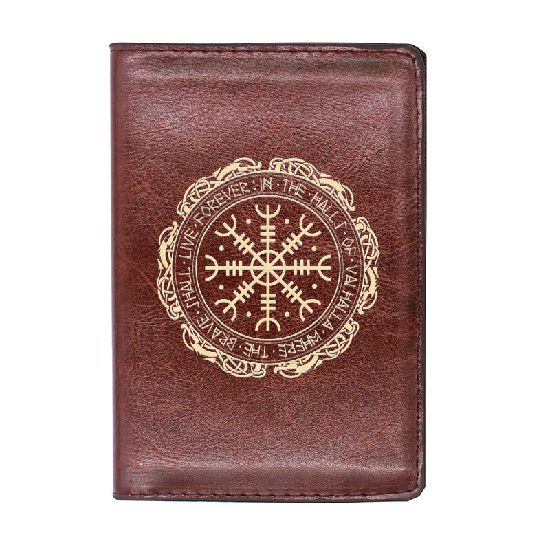 موضة الفايكنج رمز جواز سفر غطاء كلاسيكي الرجال النساء جلد سليم بطاقة الهوية حامل السفر محفظة جيب محفظة المال