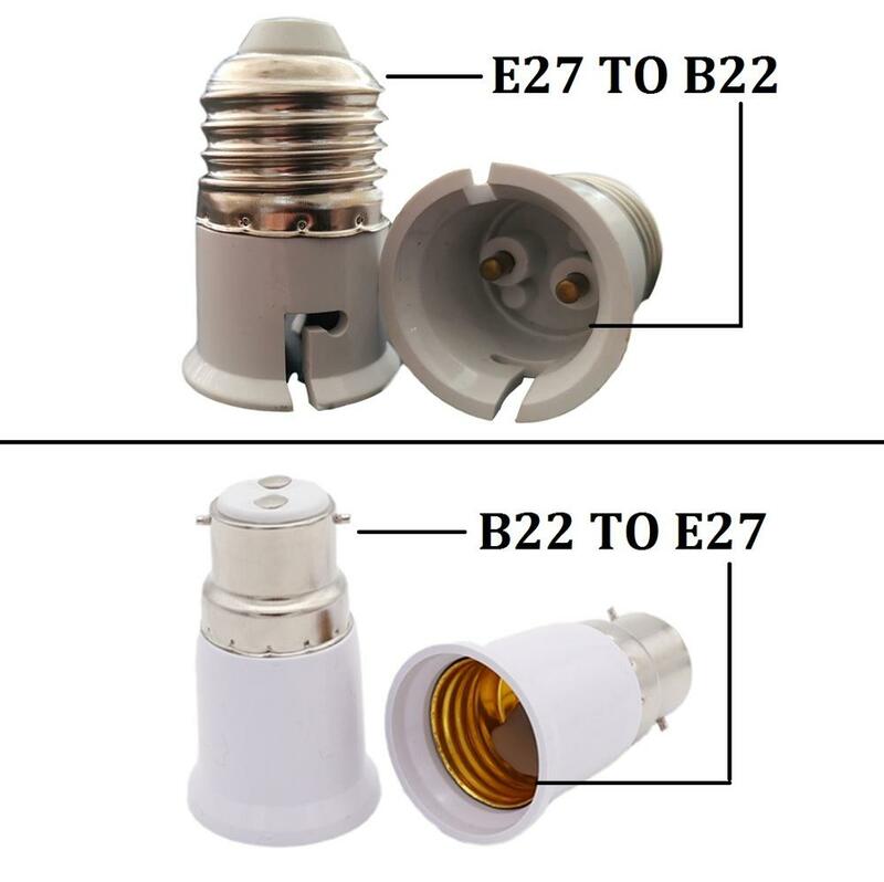 محول B22 إلى E27 ، مادة عالية الجودة مقاومة للحريق ، مقبس E27 إلى B22 ، مصباح LED ، لمبة الذرة