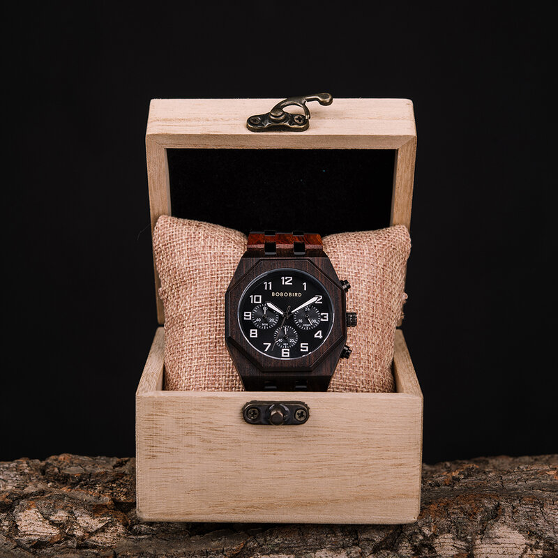 ساعة BOBO BIRD-Wood للرجال ، ساعات فاخرة ، كرونوغراف ، عسكرية ، ساعة كوارتز ، شخصية ، هدايا عيد الأب له