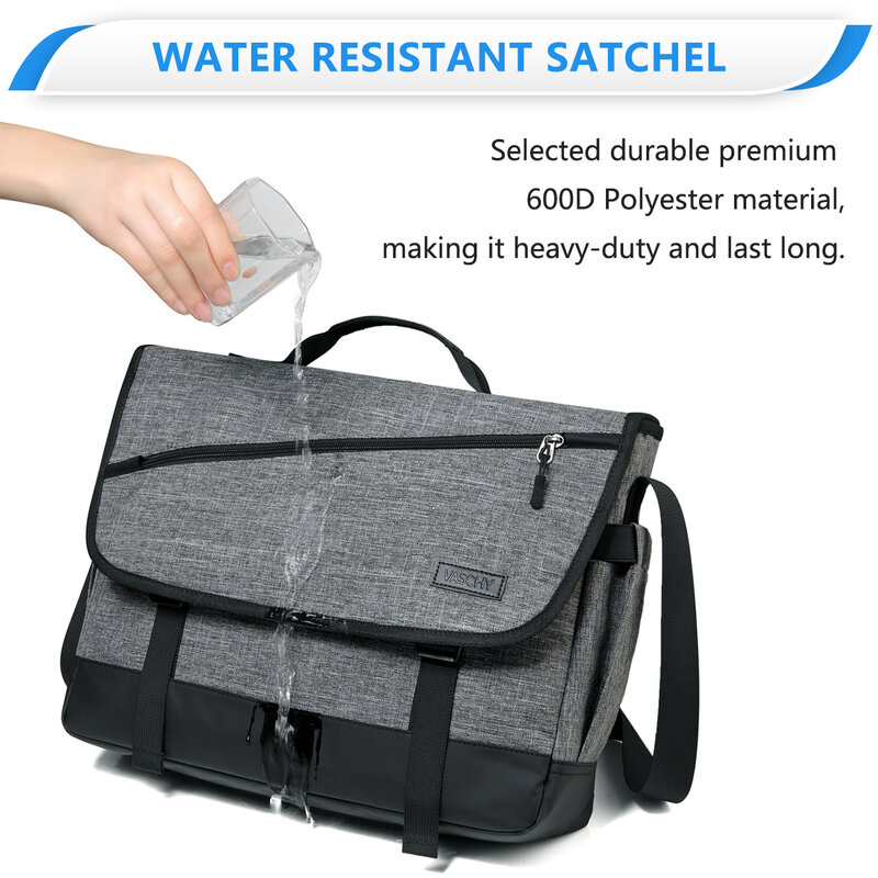 VASCHY حقيبة مقاومة للماء حقيبة كمبيوتر محمول Crossbody الكتف رسول حقيبة جانبية للعمل