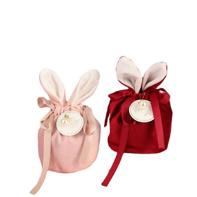 1 قطعة لطيف الأرنب هدية التعبئة حقيبة المخملية عيد الحب أرنب الشوكولاته الحلوى أكياس الزفاف حفلة عيد ميلاد مجوهرات المنظم