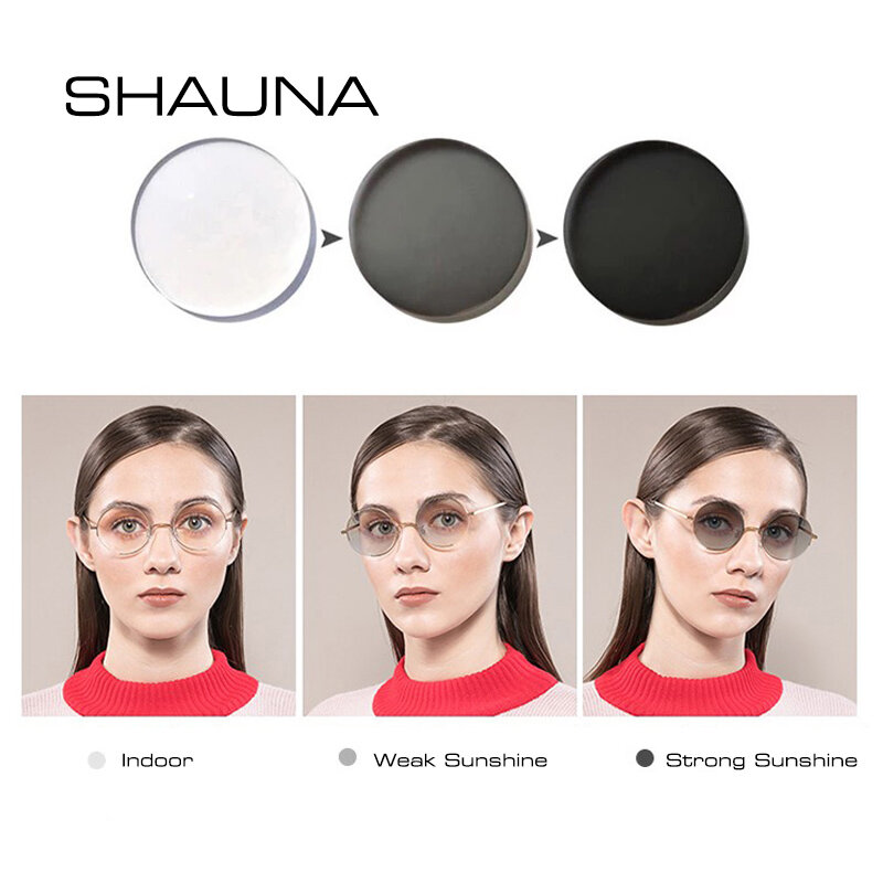 SHAUNA 1.56 وصفة طبية CR-39 الراتنج تلون نظارات العدسات قصر النظر مد البصر الشيخوخي البصرية عدسة حساسة للضوء