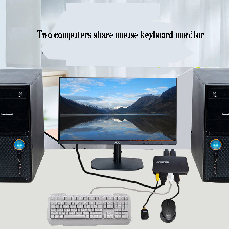HDMI متوافق مع مفتاح ماكينة افتراضية معتمدة على النواة مع موسع 1080p حصة 2xUSB قرص شاشة طابعة لوحة المفاتيح الماوس لمدة 2 أجهزة الكمبيوتر
