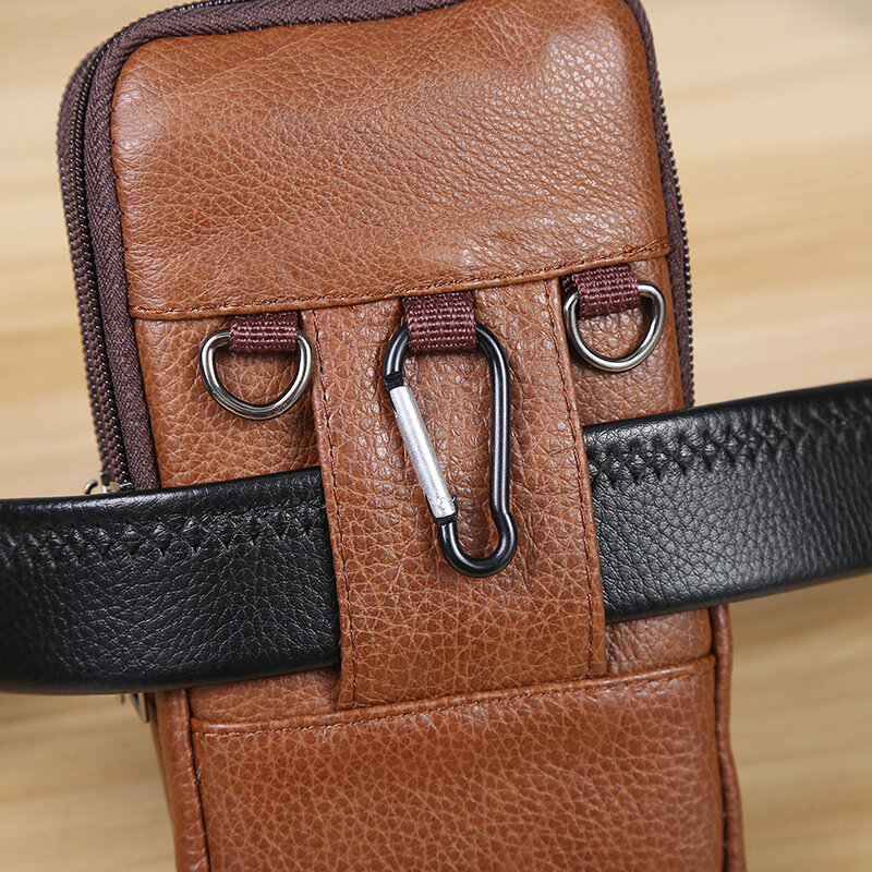 نمط جديد جلد الهاتف حقيبة الرجال متعددة الوظائف حزام جلد جراب هاتف عبر الجسم حقيبة الهاتف هدية التخصيص