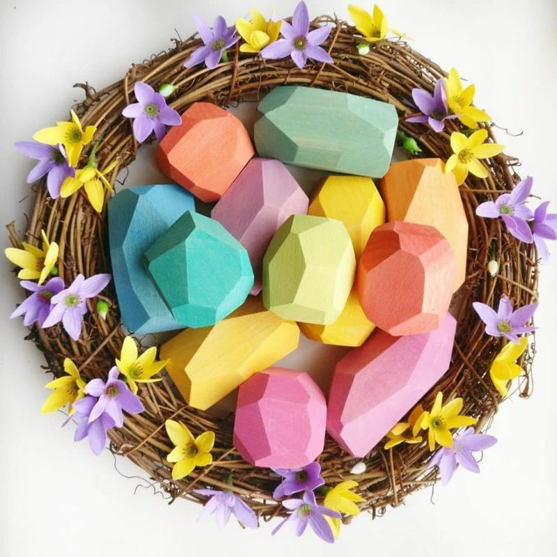 أحجار تكديس خشبية ملونة ، 18 قطعة ، مكعبات بناء ، ألعاب تعليمية إبداعية للأطفال
