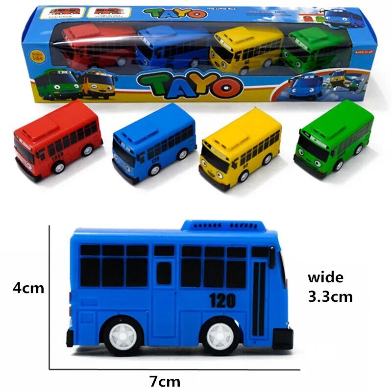 جديد 4 قطعة/المجموعة ko لعبة ليتل حافلة صغيرة البلاستيك التراجع الأزرق تايو الأحمر جاني الأصفر لاني الأخضر روجي حافلة نموذج سيارة للطفل هدية