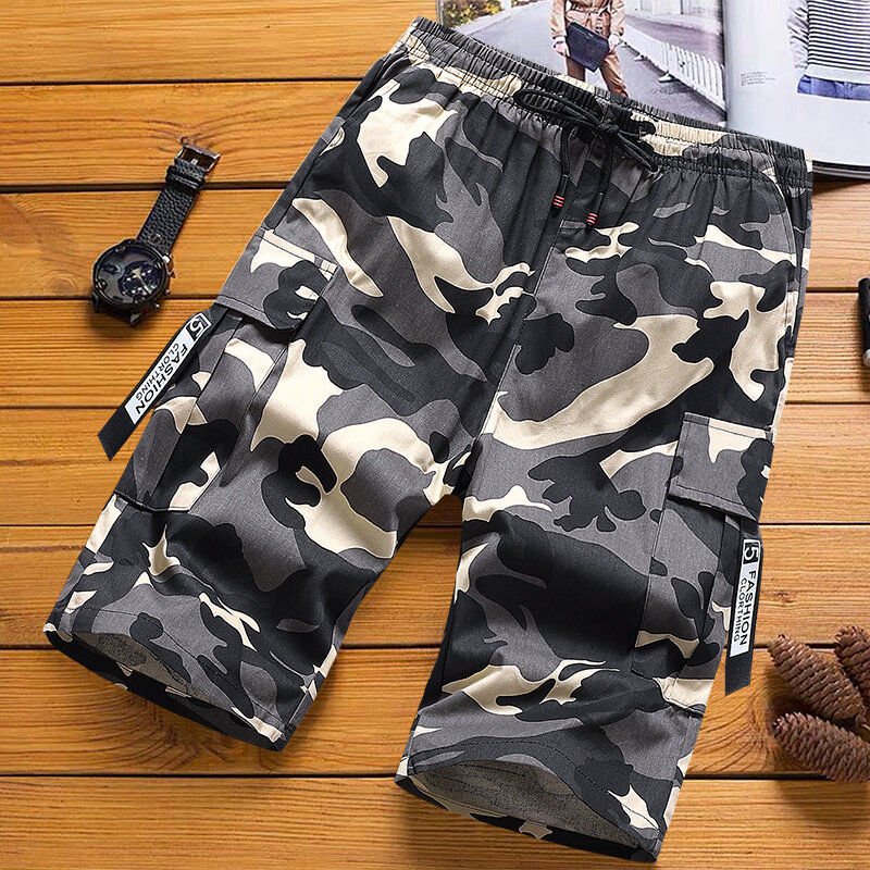 الصيف التمويه التكتيكية الرجال عداء ببطء السراويل البضائع العسكرية الرجال فضفاضة متعددة جيب Sweatpants القطن عادية في الهواء الطلق عالية الشارع