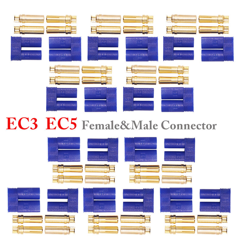 5 مجموعة/وحدة EC3 3 مللي متر/EC5 5 مللي متر ذكر أنثى الذهبي رصاصة موصل التوصيل ل RC ESC موتور يبو سيارة تعمل بالبطارية طائرة قارب القيام بها بنفسك أجزاء