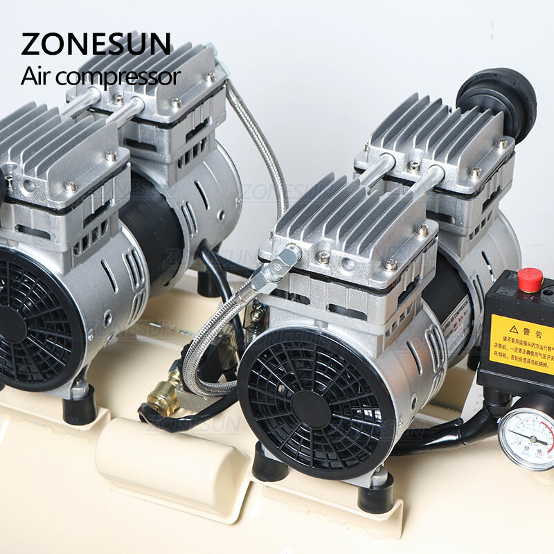 ZONESUN 750 واط 50L النحاس النقي المكبس نوع كتم النفط خالية ضاغط الهواء لآلة تعمل بالهواء المضغوط