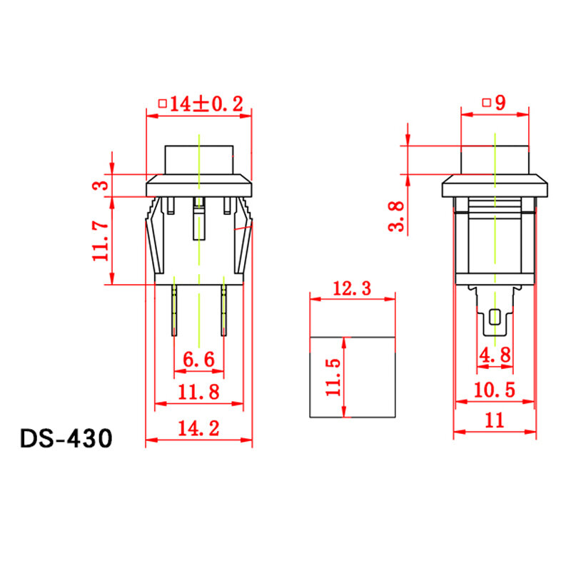 5 قطعة DS-430 عادة مفتوحة DS-431 عادة إغلاق زر التبديل مفتاح الإضاءة لتقوم بها بنفسك اللمس التبديل أحمر أخضر أصفر