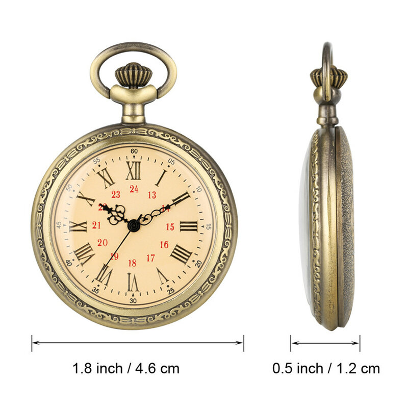 خمر ساعة جيب كوارتز سحرية الأرقام الرومانية عرض قلادة على مدار الساعة فوب البرونزية سترة سلسلة مفتوحة الوجه جيب ساعة للجنسين