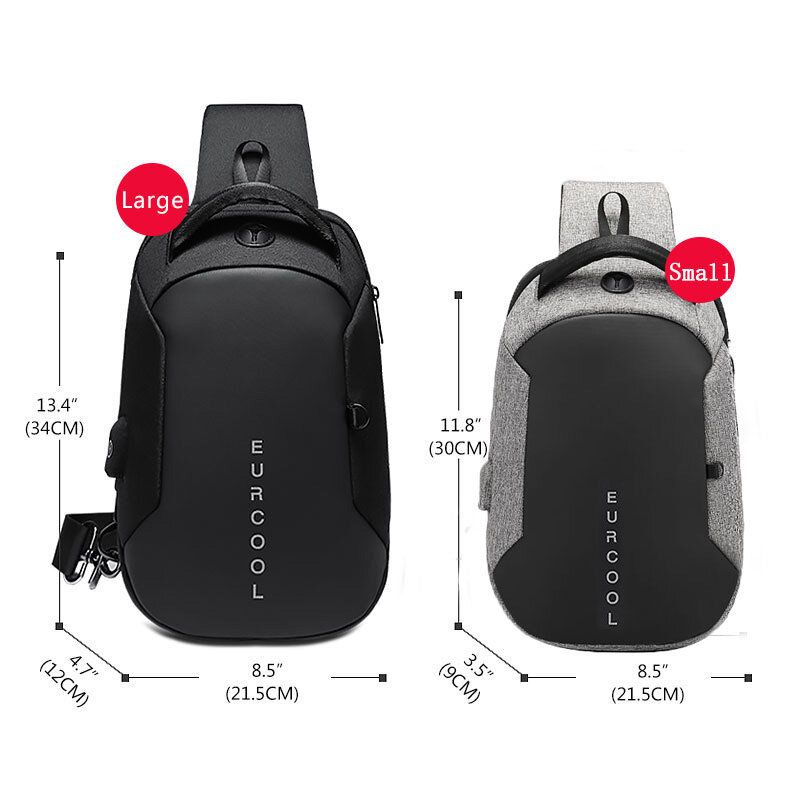 حقيبة كروس متعددة الوظائف للرجال مزودة بمنفذ شحن USB حقائب كتف بحمالة مضادة للمياه للرجال
