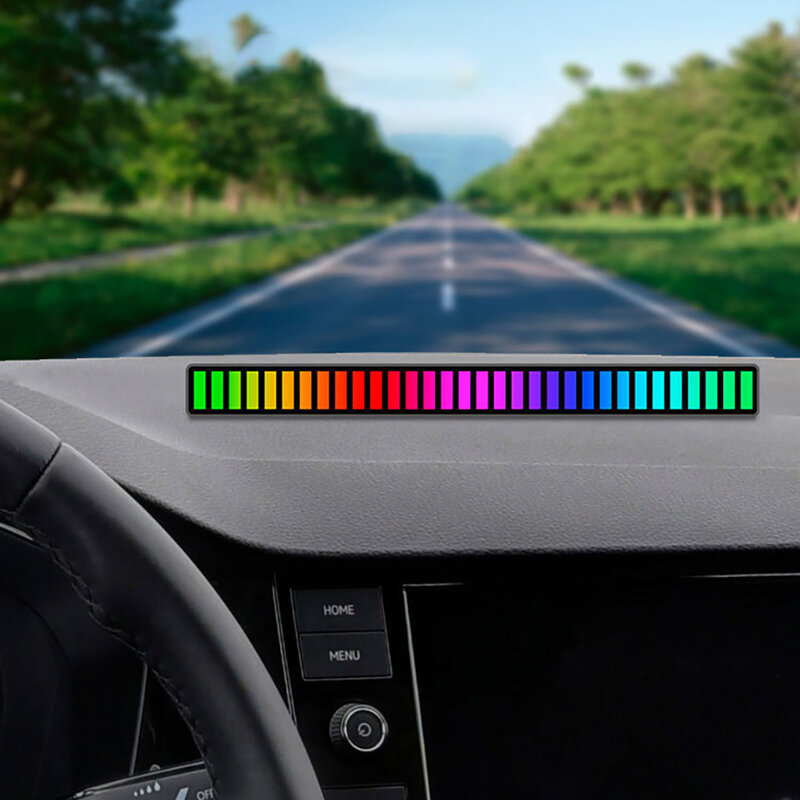 32 LED الموسيقى التحكم الصوتي لاقط ضوء RGB الملونة قطاع ضوء إيقاع مصباح جو ضوء الليل لشريط الصوت لعبة سيارة ديكور