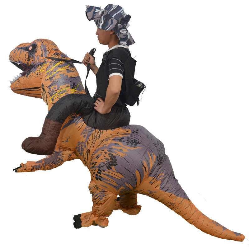 ركوب زي ديناصور نفخ T-Rex هالوين فستان بتصميم حالم للكبار زي التنين حفلة الزي الحيوان تحت عنوان تفجير تأثيري
