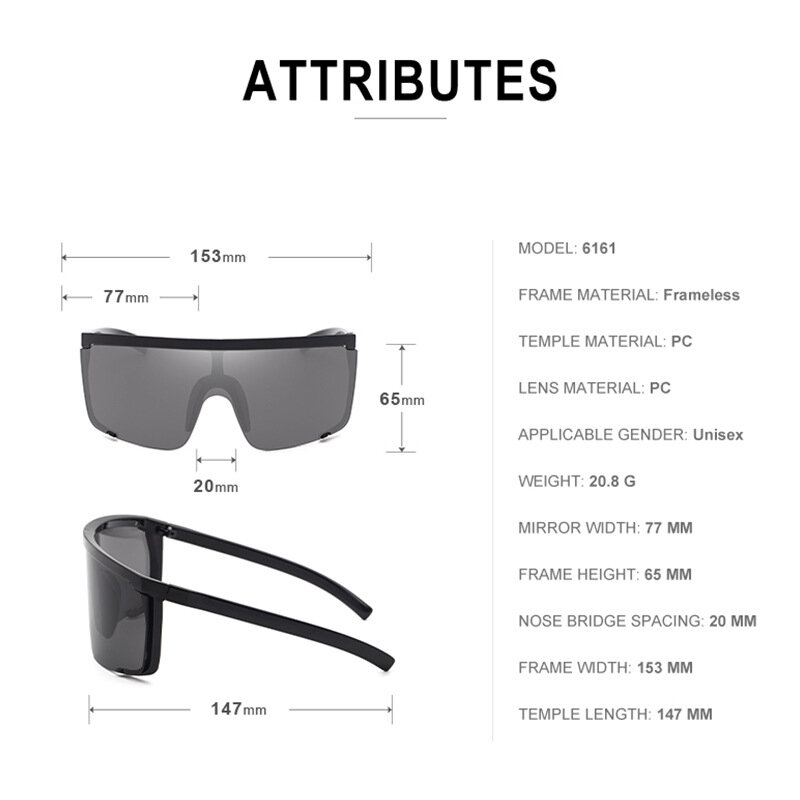 جديد ملون نظارات شمسية رياضية للرجال 17183 قطعة واحدة حماية السلامة إطار كبير النظارات الشمسية الرجال الموضة في الهواء الطلق