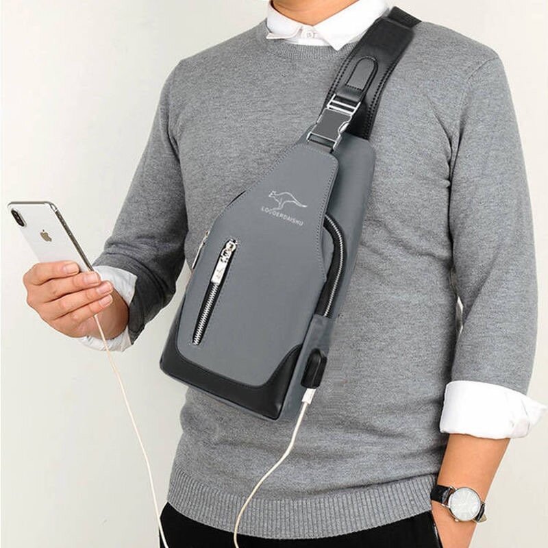 حقيبة صدر للرجال الرجال حقيبة ساعي الأعمال العصرية قماش حقيبة كتف حقيبة صدر للرجال أكسفورد حقيبة ملابس الخصر حقيبة USB شحن واجهة