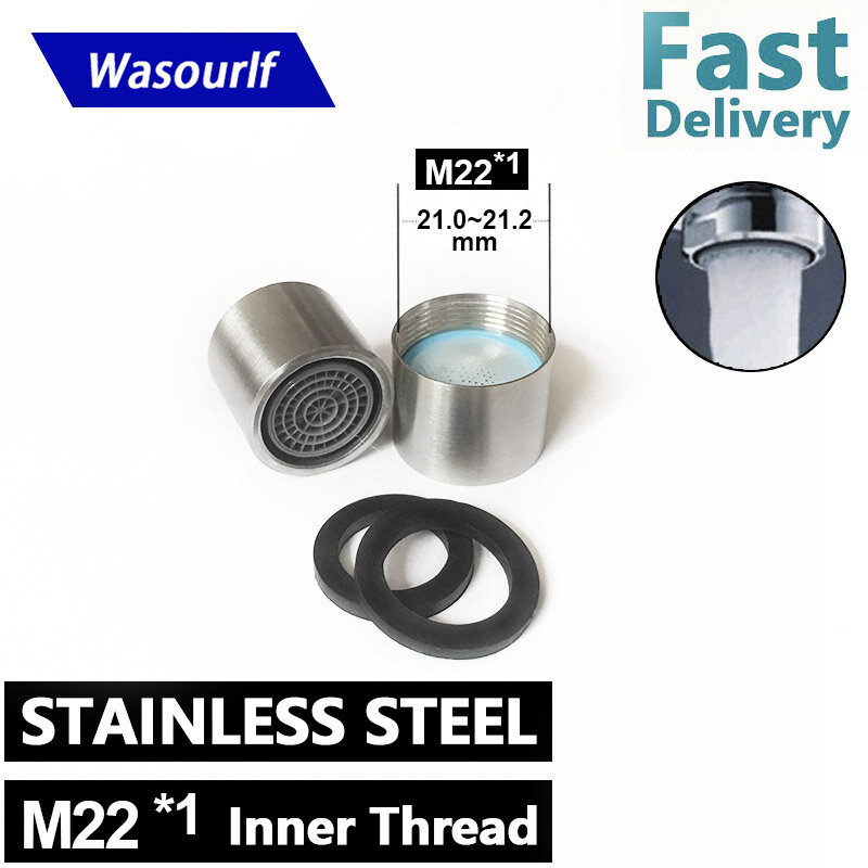 WASOURLF-صنبور بخيط أنثى M22 * 1 من الفولاذ المقاوم للصدأ ، 2 لتر ، 3 لتر ، 4 لتر ، مهوية موفرة للمياه ، ملحق صنبور بلاستيكي ، 2 قطعة