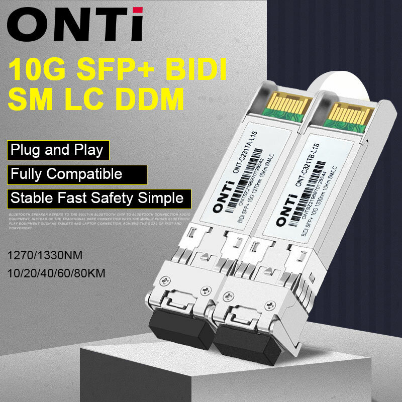 ONTi 10G BIDI SM LC WDM SFP + وحدة 1270/1330nm وضع واحد 10-80 كجم وحدة الألياف البصرية متوافق مع سيسكو التبديل
