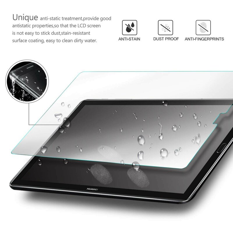 واقي شاشة لوحي من الزجاج المقسى لهاتف هواوي MediaPad M6 بشاشة 10.8 بوصة تغطية كاملة ضد التحطيم