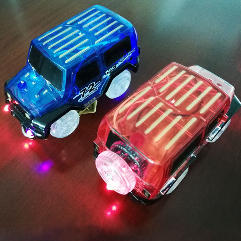ZK30 السحرية مرنة المسار سيارة اللعب سباق الانحناء السكك الحديدية مع أضواء وامض DIY بها بنفسك مضحك اللعب الإبداعية هدايا للأطفال الأزرق/الأحمر