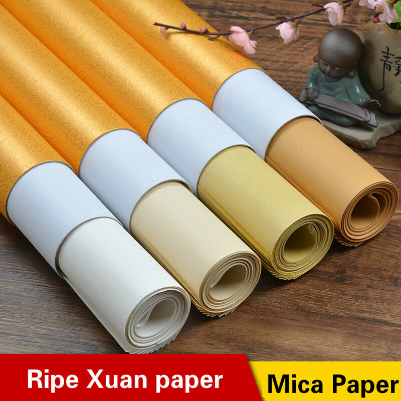Xuan-نسخة عتيقة من ورق الأرز المصنوع يدويًا من الميكا ، ورق أرز Ripe لأربعة أقدام ، لوحة دقيقة
