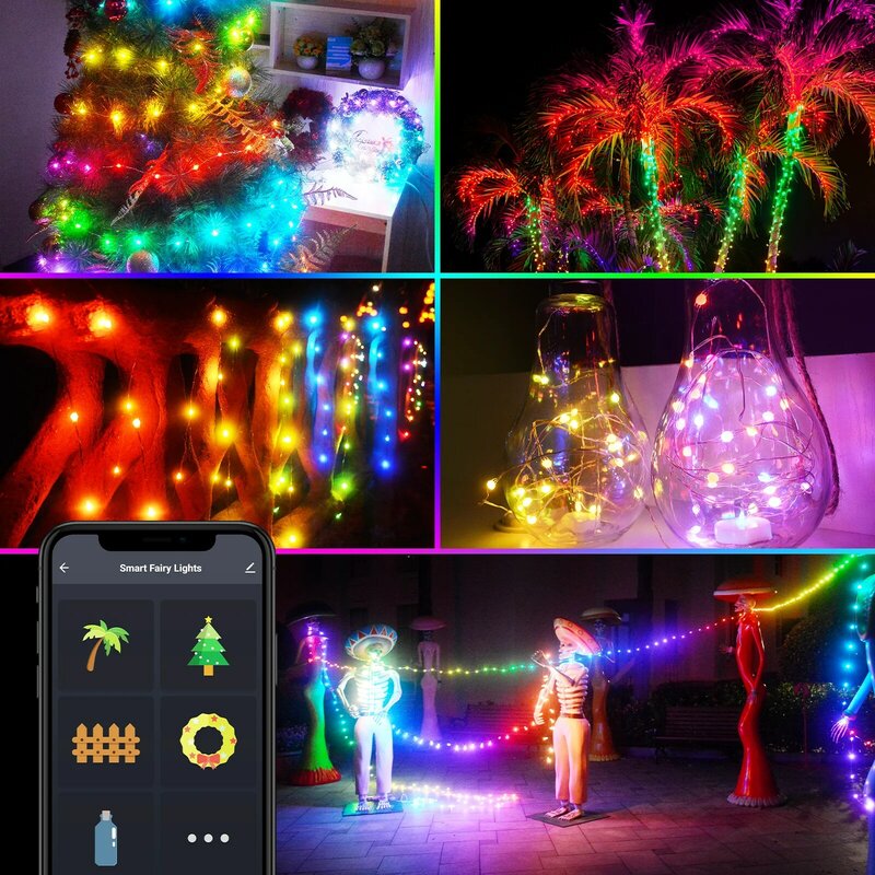 Tuya واي فاي الجنية ضوء RGB جارلاند LED اكليل عيد الميلاد ضوء سلسلة الزفاف حديقة الديكور العمل مع أليكسا أليس جوجل