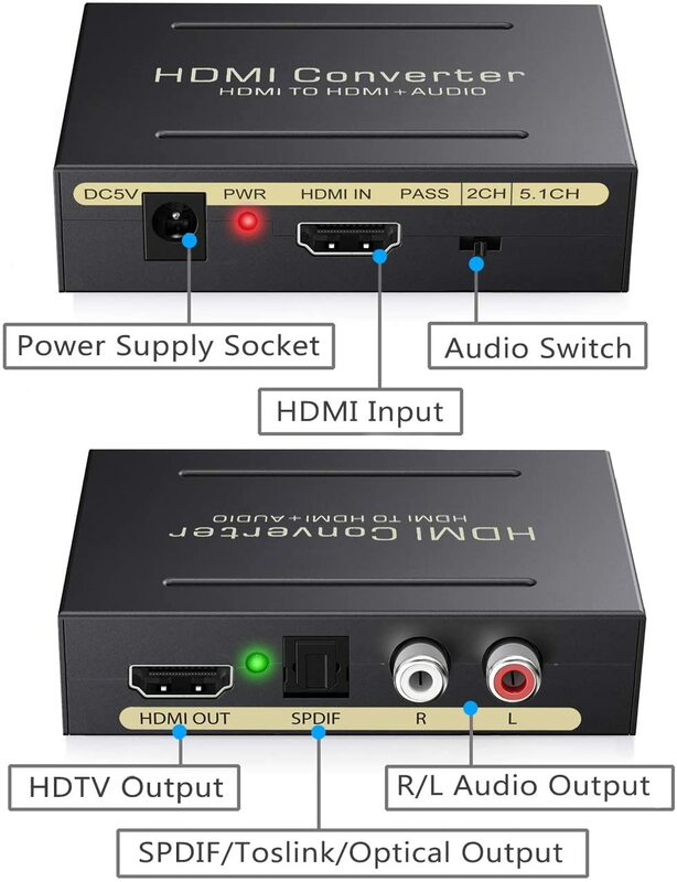 4K HDMI مستخرج الصوت 5.1 مستخرج HDMI متوافق الخائن HD إلى مستخرج الصوت البصرية TOSLINK SPDIF