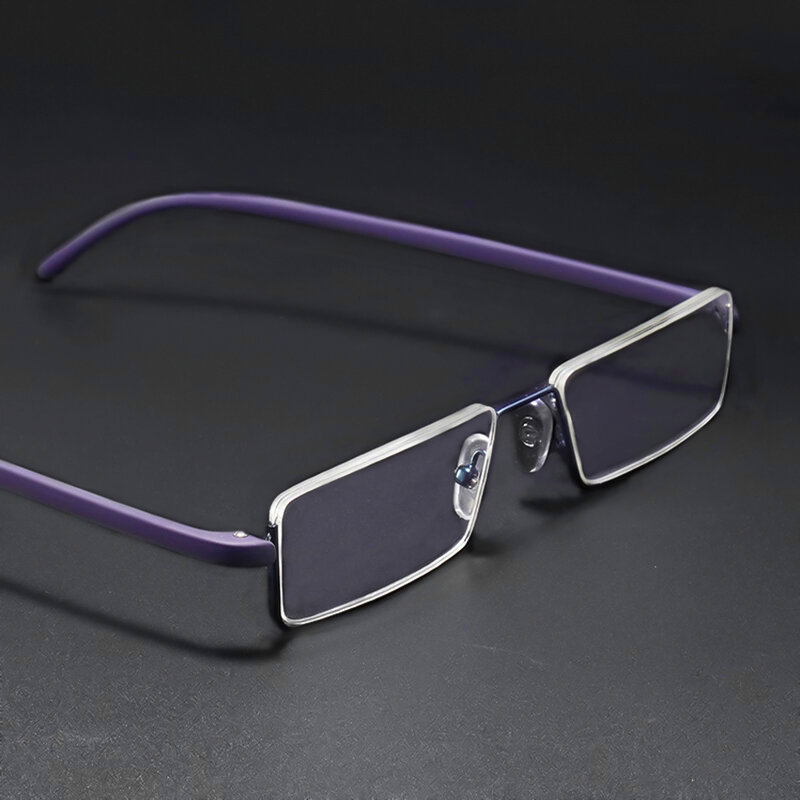 May Flower-Metal مكافحة الأزرق نظارات القراءة الخفيفة للرجال ، نصف الإطار ، وصفة طبية النظارات ، الذكور TR90 النظارات مع حافظة ، + 1.75